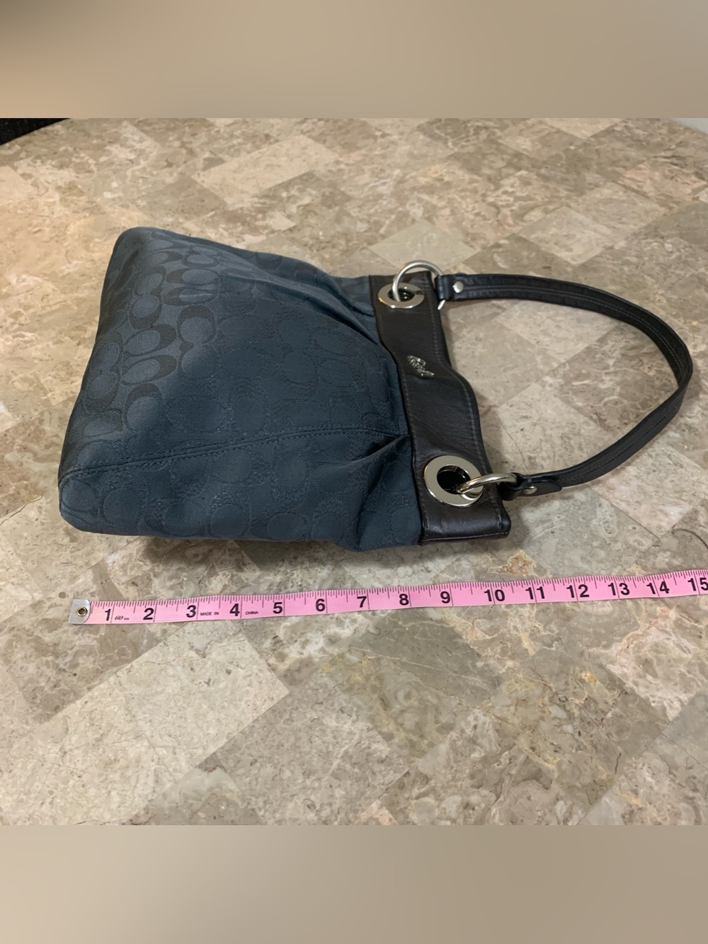 Coach Ashley Lurex Bag Shoulder One Handle Purse Metallic Signature Cs Authentic - Picture 4 of 16